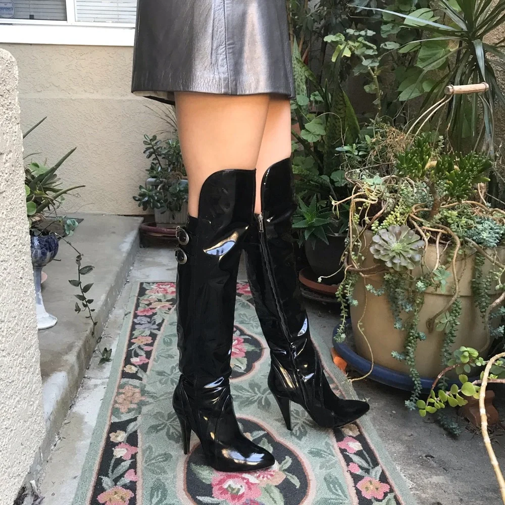 Vintage black Versace patent leather boots